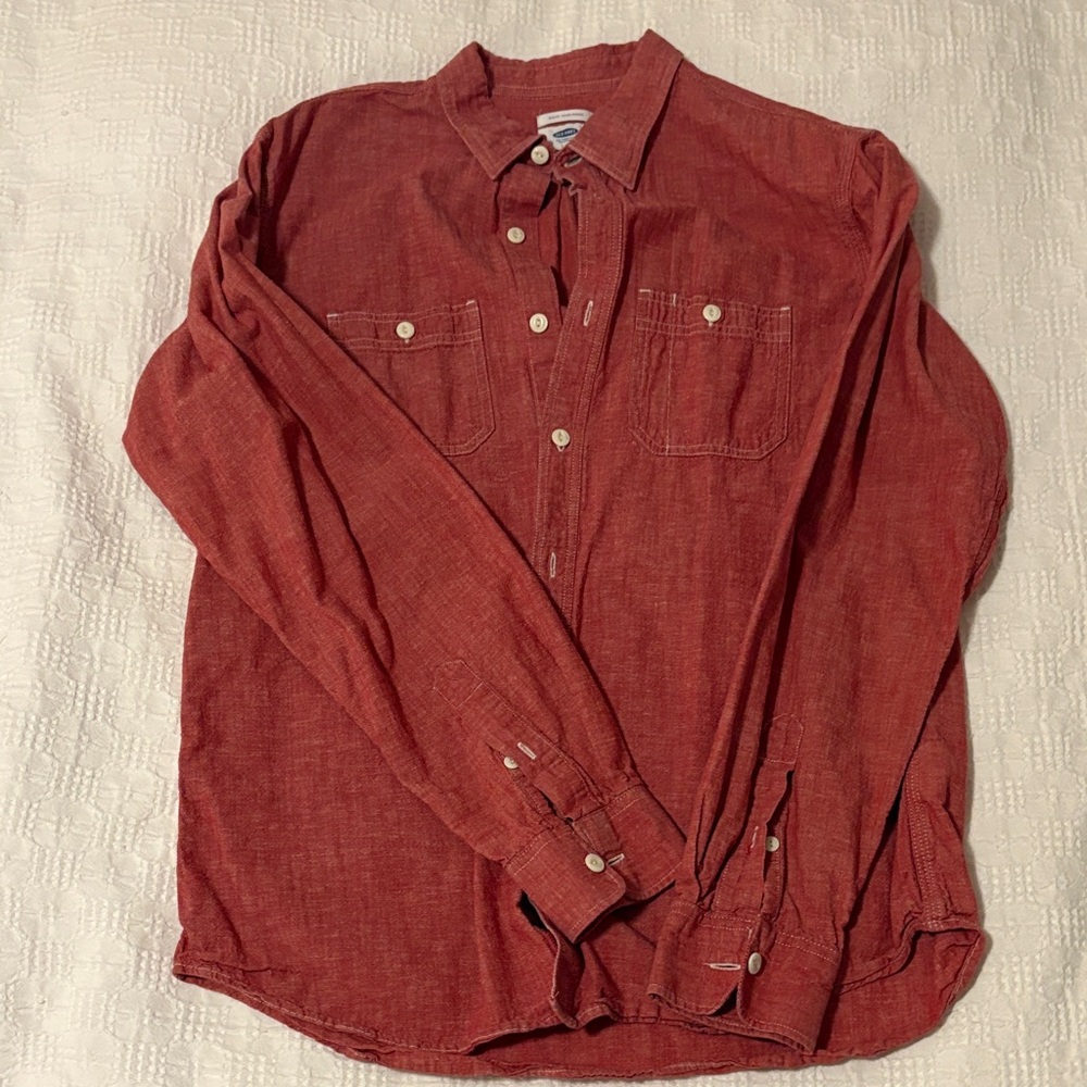 Old Navy Men's Casual Red Button-Down Shirt